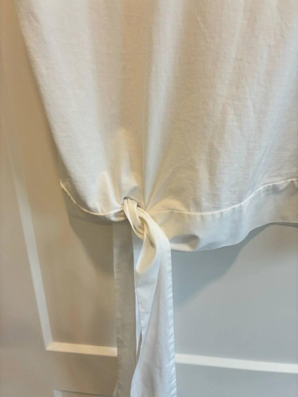 J. Crew ladies white crew-neck short-sleeve side-tie T-shirt
